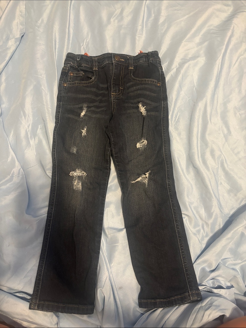 Girls Distressed Black Jeans - Classic Straight Fit